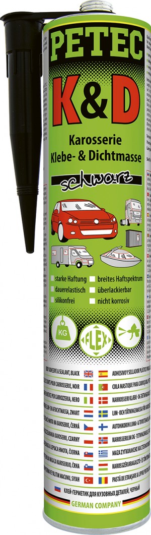 Petec K&D Karosserie Klebe- und Dichtmasse 310ml, schwarz