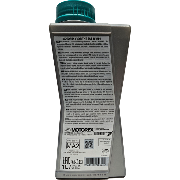 MOTOREX 4T V-SYNT SAE 15W-50 1 Liter Flasche