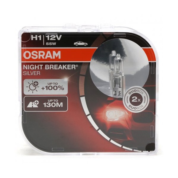 Osram Night Breaker® Silver Glühlampe H1 P14.5s 12V 55W 3200K Doppelpack