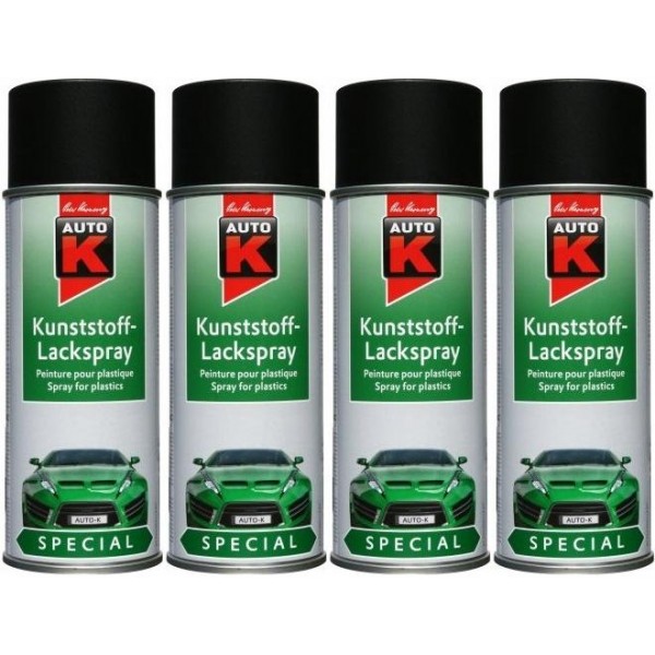 Auto-K Special Kunststoff-Lackspray schwarz, 4x 400 Milliliter