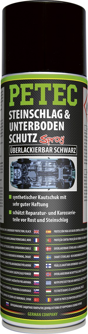 Petec Steinschlag-& Unterbodenschutz Kautschukbasis, Überlackierbar schwarz 500ml Spray