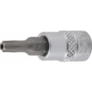 BGS Bit-Einsatz | Antrieb Innenvierkant 6,3 mm (1/4"") | T-Profil (für Torx) mit Bohrung T25