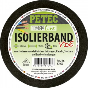 Petec Isolierband schwarz 15mm x 10m