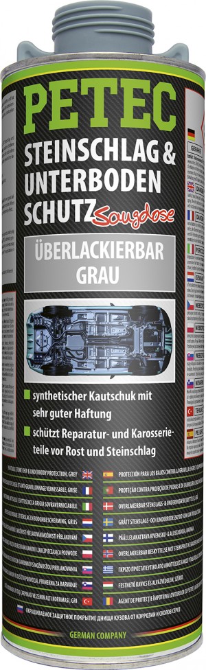Petec Steinschlag-& Unterbodenschutz Kautschukbasis, Überlackierbar grau 1000ml Saugdose