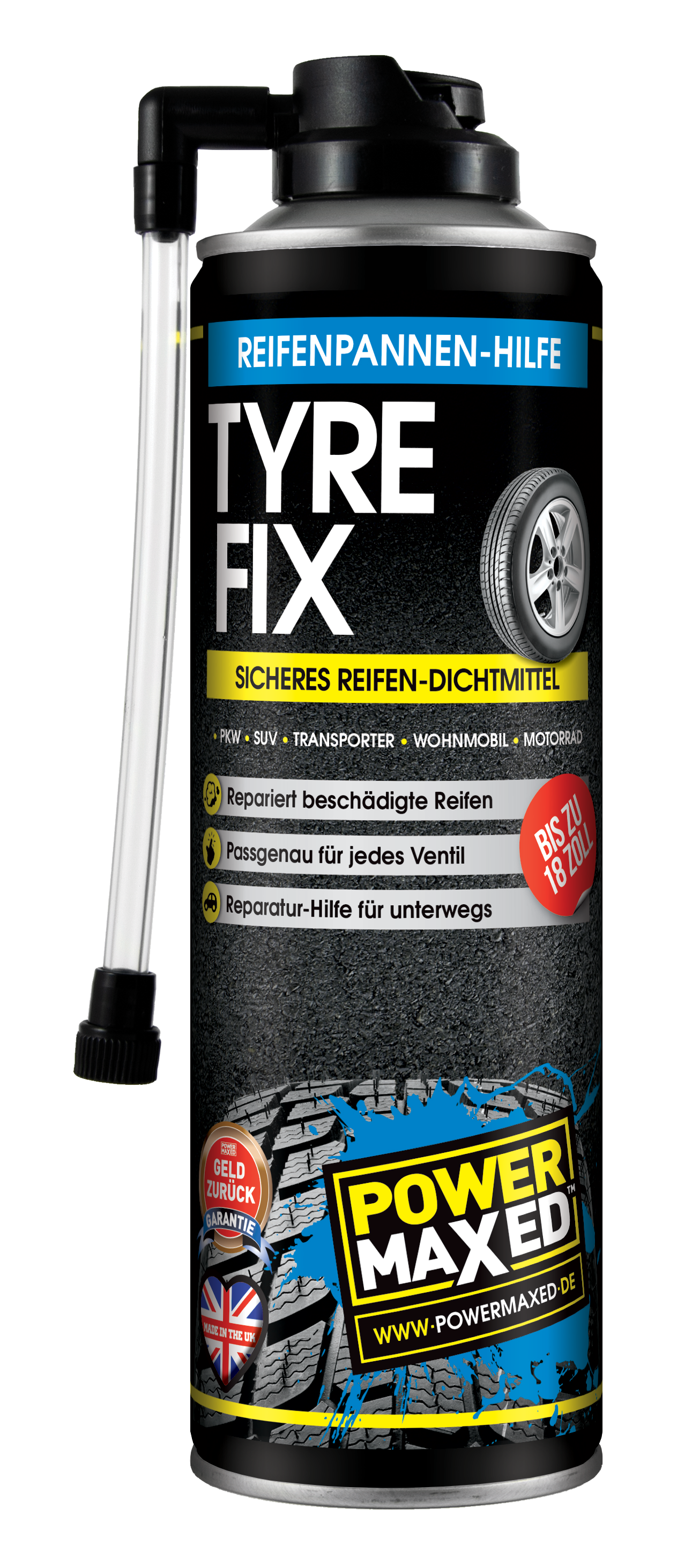 Power Maxed Tyre-Fix Reifendichtmittel bis zu 18 Zoll