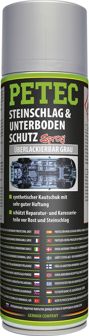 Petec Steinschlag-& Unterbodenschutz Kautschukbasis, Überlackierbar grau 500ml Spray