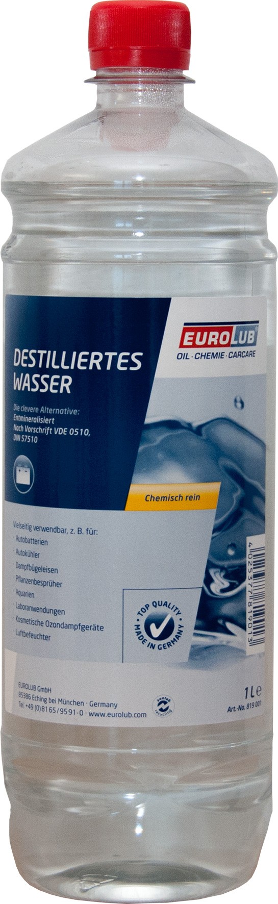 EUROLUB Destilliertes Wasser 1l