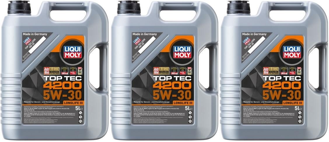 Liqui Moly 3707 5W-30 Top Tec 4200 Longlife III Motoröl 3x 5 = 15 Liter