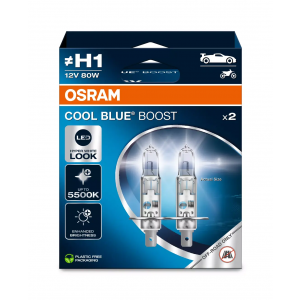 Osram Cool Blue Boost Glühlampe H1 P14.5s 12V 80W 5500K ohne ECE Doppelpack